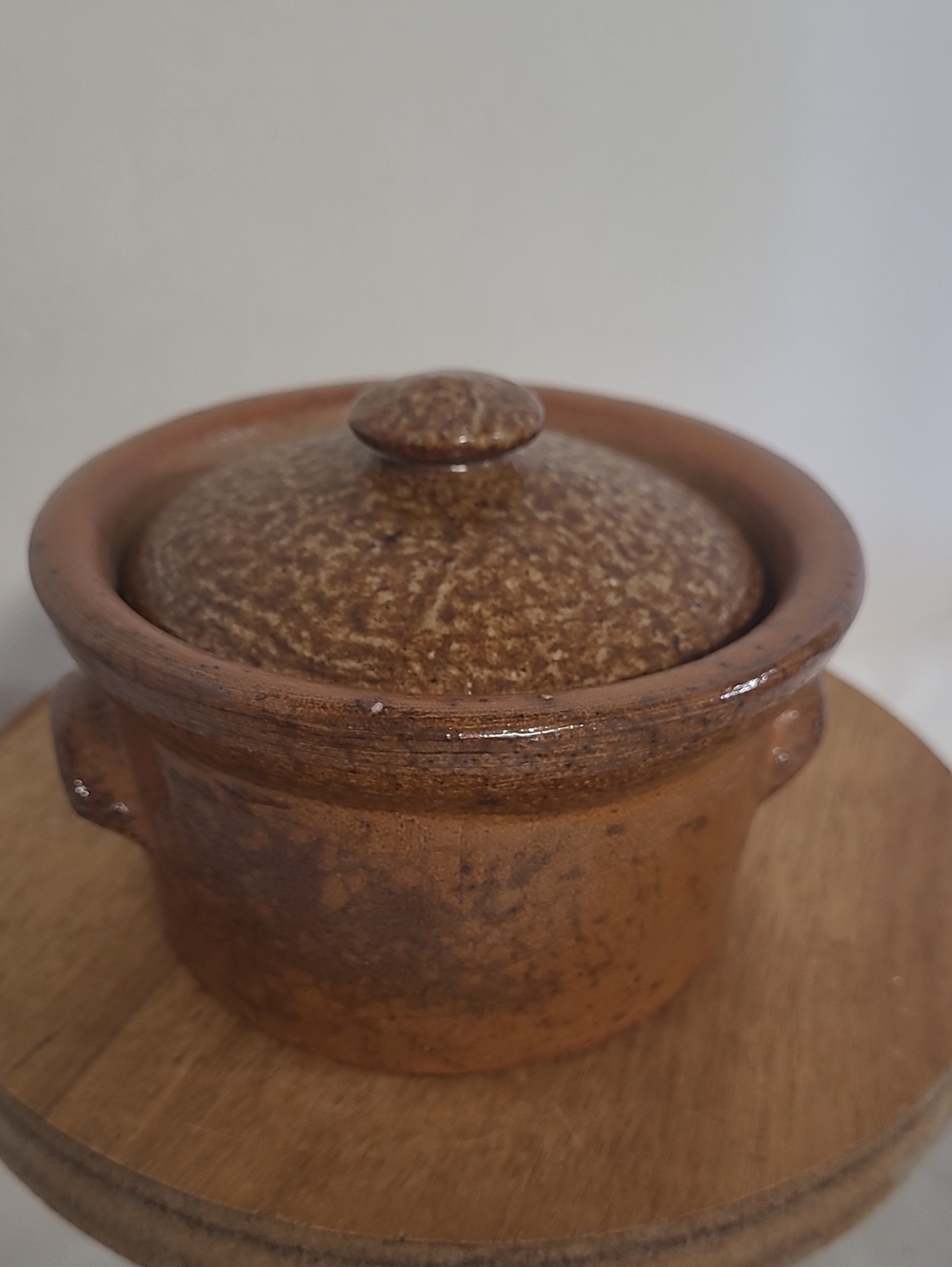 Vintage Portuguese Clay/ironstone Covered Bowl.